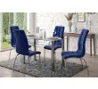 Krzesło niebieski tkanina velvet pikowana DC2-092V